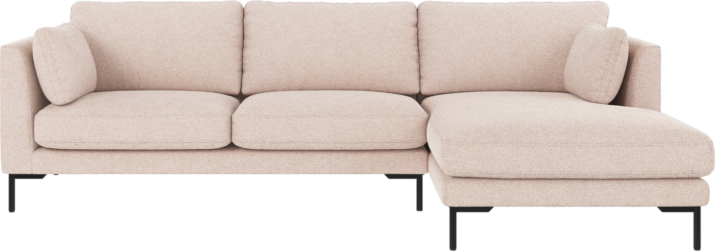 Chaiselongsofa Rowico Corwin Højrevendt Lys Beige Stof Max 01 Med Sorte Metalben 270ã 160