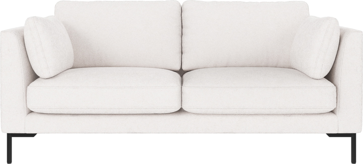 -personers Sofa Rowico Corwin Hvidt Bobby-stof Med Sorte Metalben H83xb190xd98