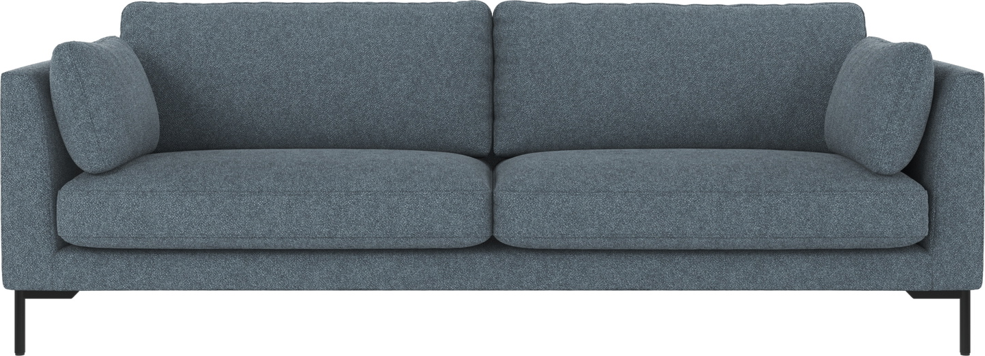 -personers Sofa Rowico Corwin Blå Sort Bobby Stof Med Sortlakerede Metalben H83xb238xd98