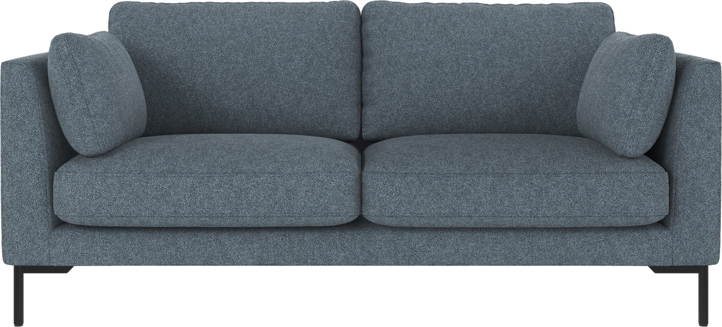 -personers Sofa Rowico Corwin Stofsofa Bobby Mellemblå Fsc Certificeret Træramme Sort Metalben H83xb190xd98