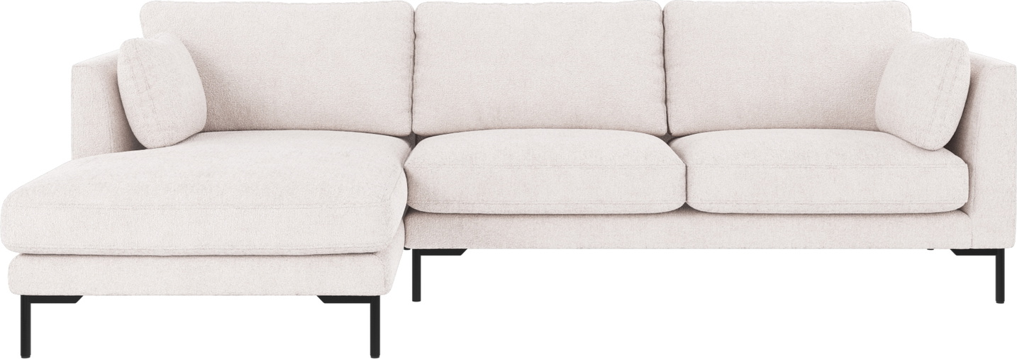Chaiselongsofa Lounge Sofa Rowico Corwin Venstrevendt 270x160x83   Greg   White Polyester Med Sort Metalstel
