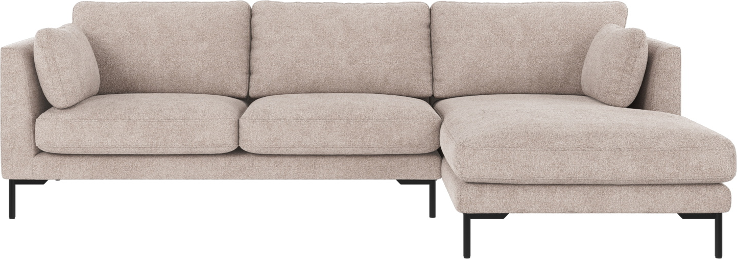 Chaiselongsofa Rowico Corwin Højrevendt Greg 17 Lysegrå Med Sorte Metalben 270x160x83