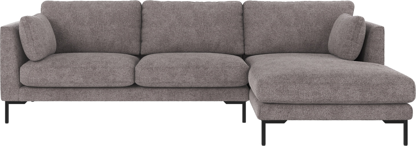 Rowico Corwin Højrevendt Chaiselongsofa   Greg 18 Polyester Grå Sort H83ã B270ã D160   Metalben