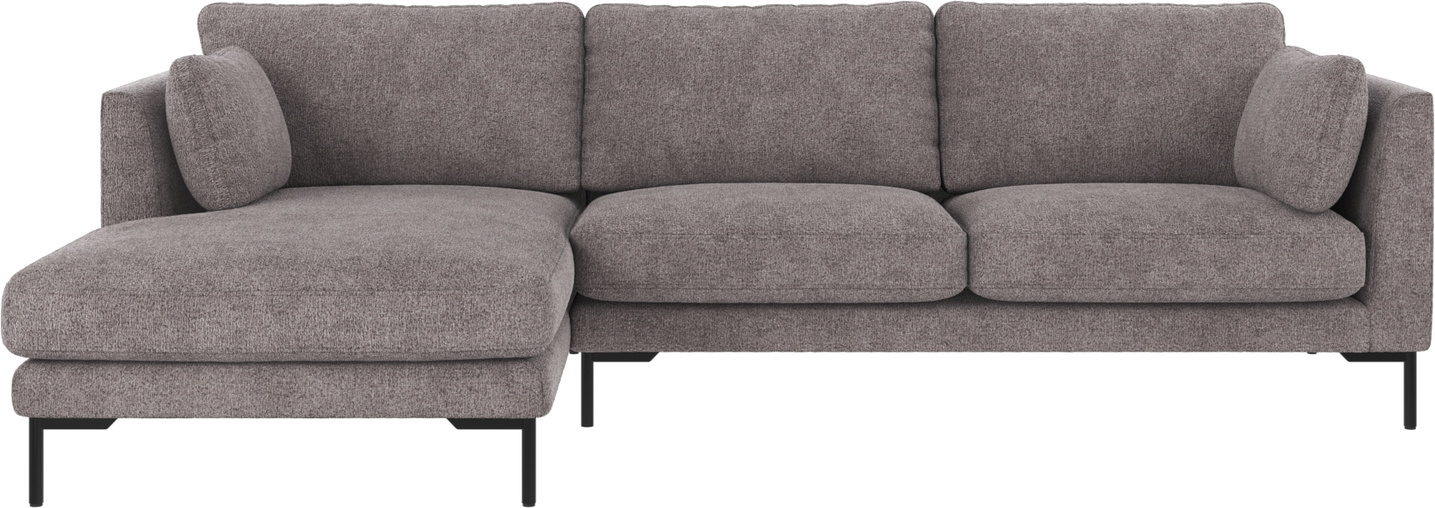 Rowico Chaiselongsofa Corwin Venstrevendt 270x160   Gråt Greg-stof 100   Polyester Med Sorte Metalben
