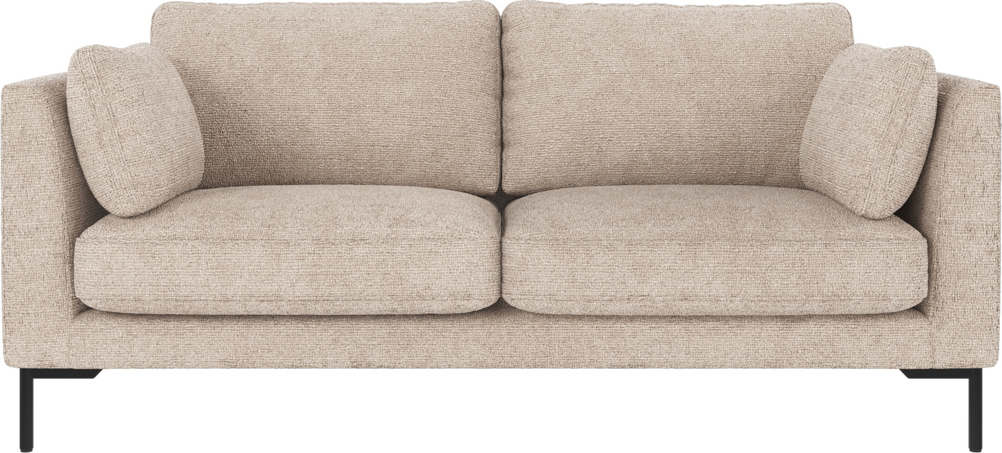 -personers Sofa Rowico Corwin Lysegrå Robin  -tekstil Med Sorte Metalben H83ã B190ã D98