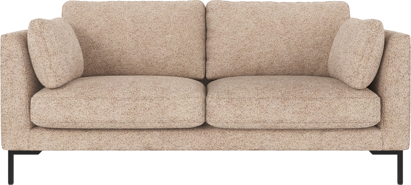 -personers Sofa Rowico Corwin   Lysebeige Anna-tekstil Med Sorte Metalben 190x98x83
