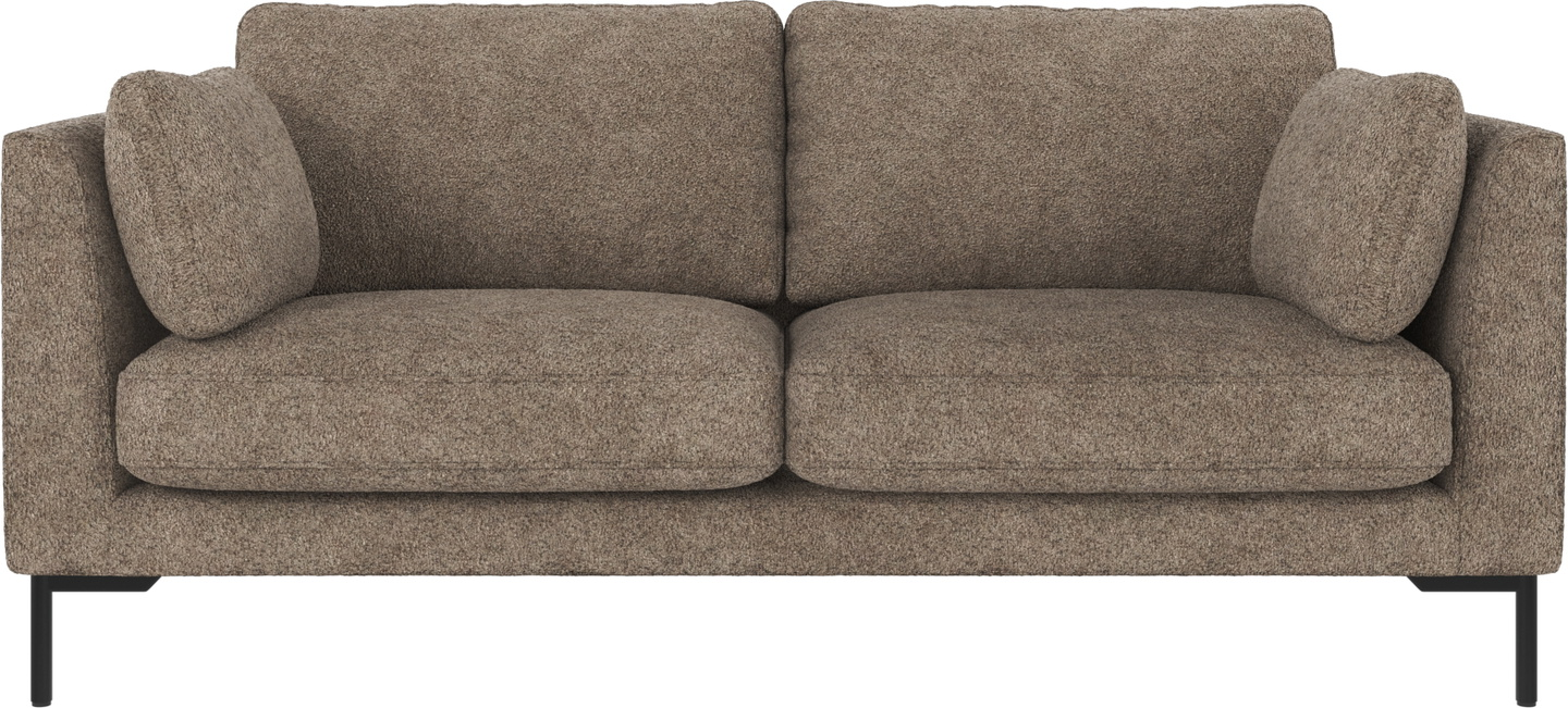 Rowico Corwin  -personers Sofa   Mørk Beige Anna  -stof Med Sorte Pulverlakerede Metalben