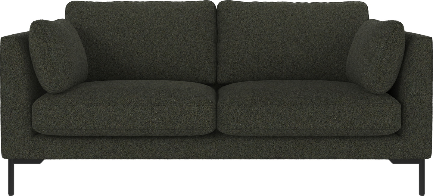 -personers Sofa Rowico Corwin   Dybgrøn Alice 162 Med Sortlakerede Metalben 190x98