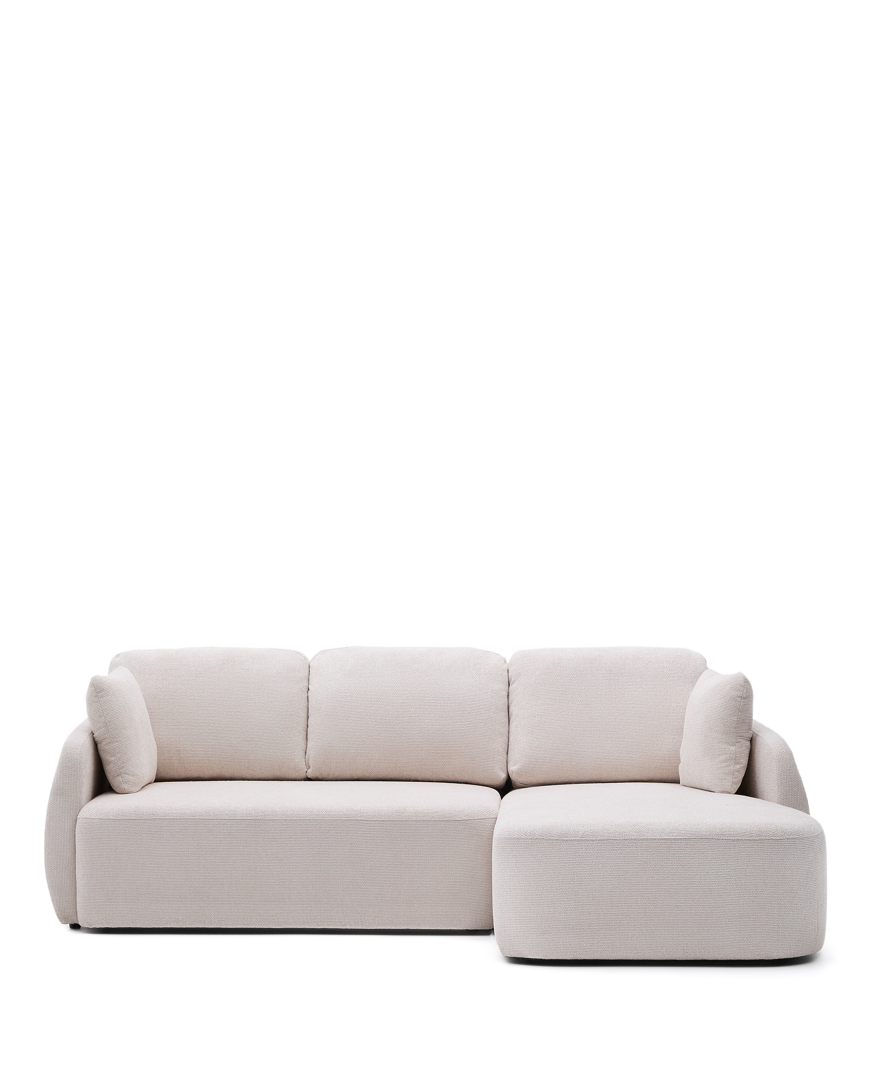 Kave Home Laira   Pers  Sovesofa     Højre Chaiselong Ecru Chenille Stof  246cm