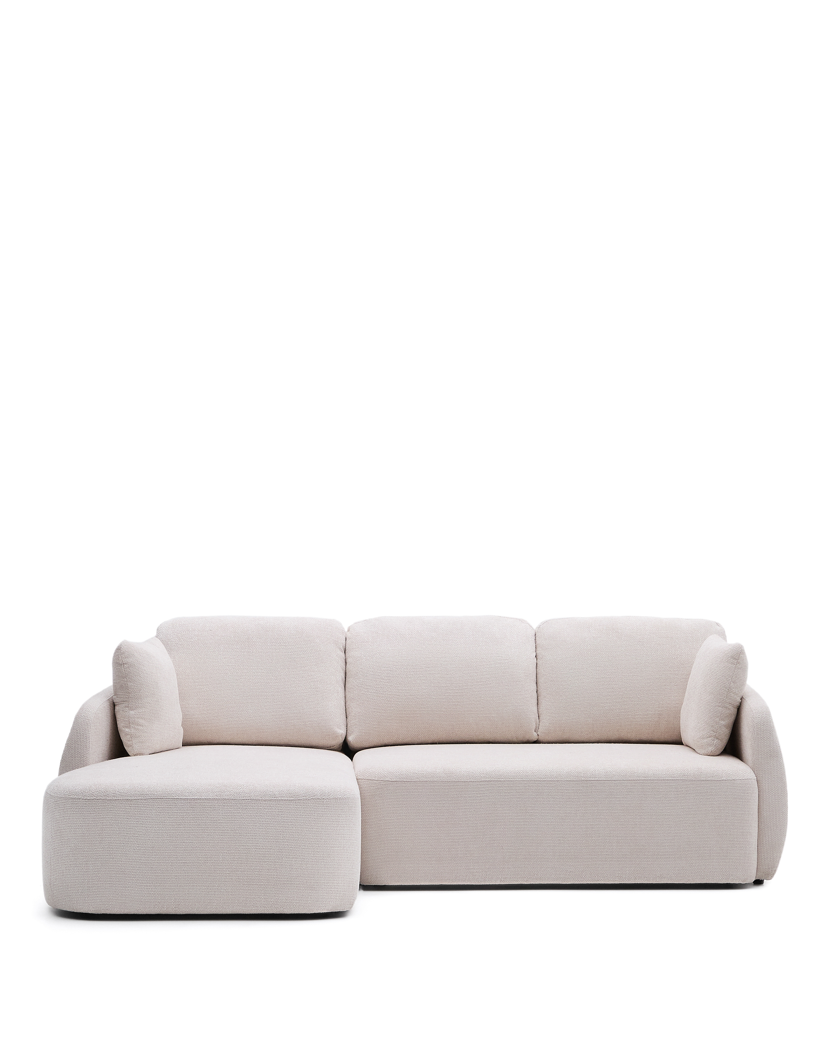 Kave Home Laira   Pers  Sovesofa     Venstre Chaiselong Ecru Chenille Stof  246cm