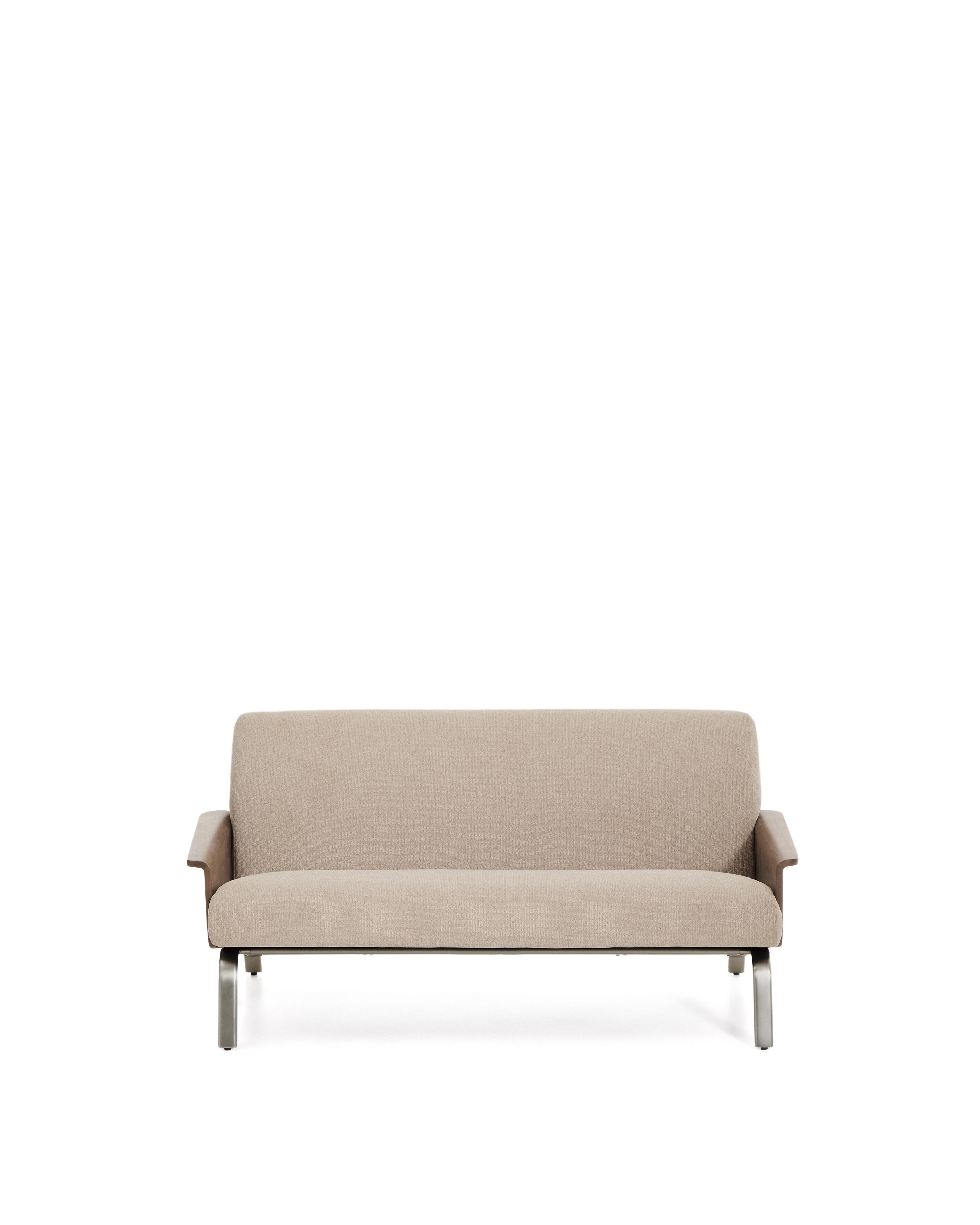 Kave Home Amsen   Pers  Sofa Lysebrun Chenille  Valnøddekrydsfiner  Børstet Rustfrit Stål  150cm