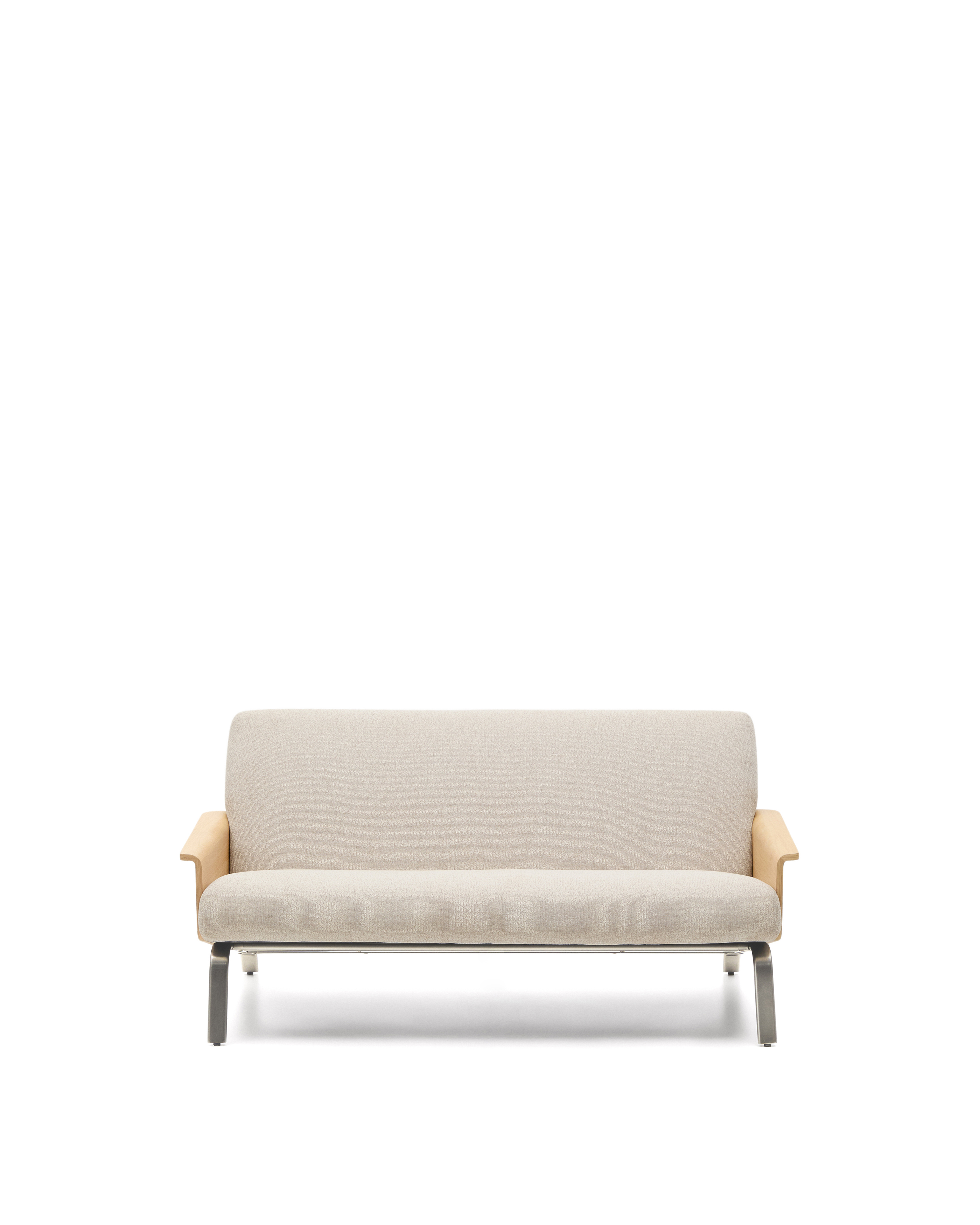 Kave Home Amsen   Pers  Sofa Beige Chenille  Egetræskrydsfiner  Børstet Rustfrit Stål  150cm