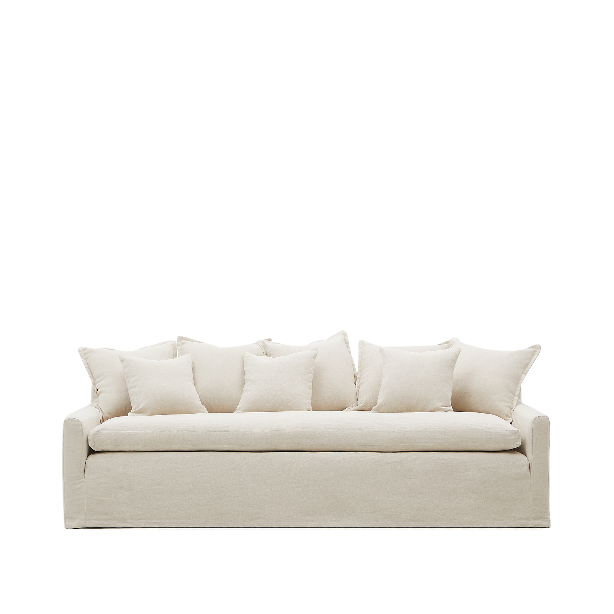 Kave Home Zenira   Pers  Sofa       Hynder   Aftageligt Betræk Beige Bomuld   Hør  230cm