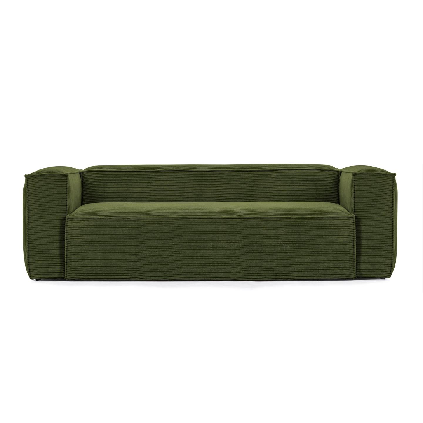 Kave Home Blok   Pers  Sofa Grøn Corduroy Fløjl  240