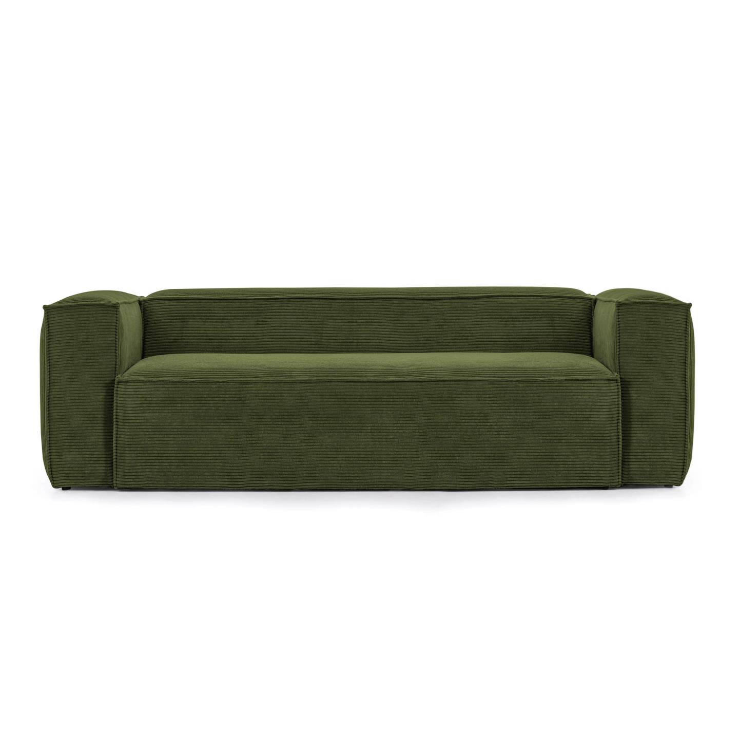 Kave Home Blok   Pers  Sofa Grøn Corduroy Fløjl  210