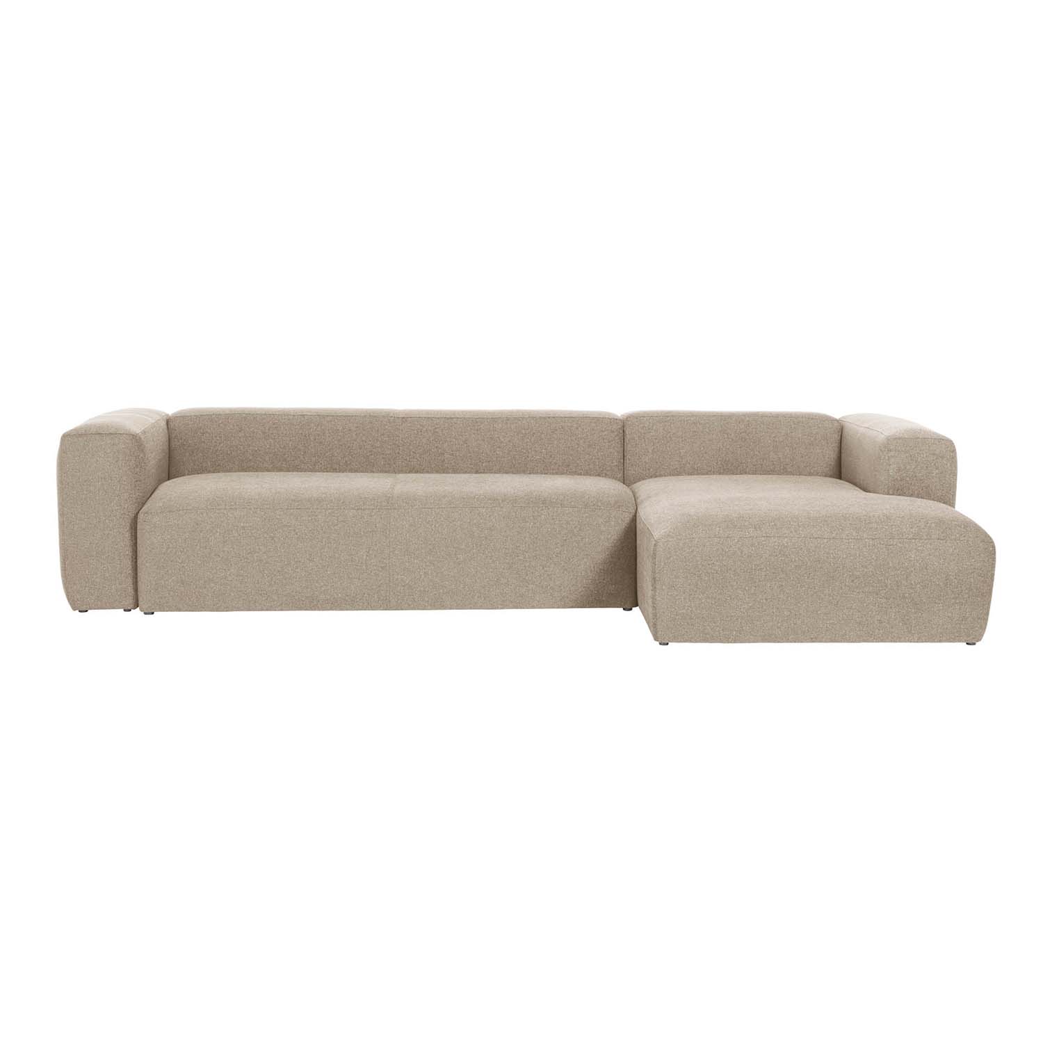 Kave Home Blok Sofa     Højre Chaiselong Beige Polyester   Stål