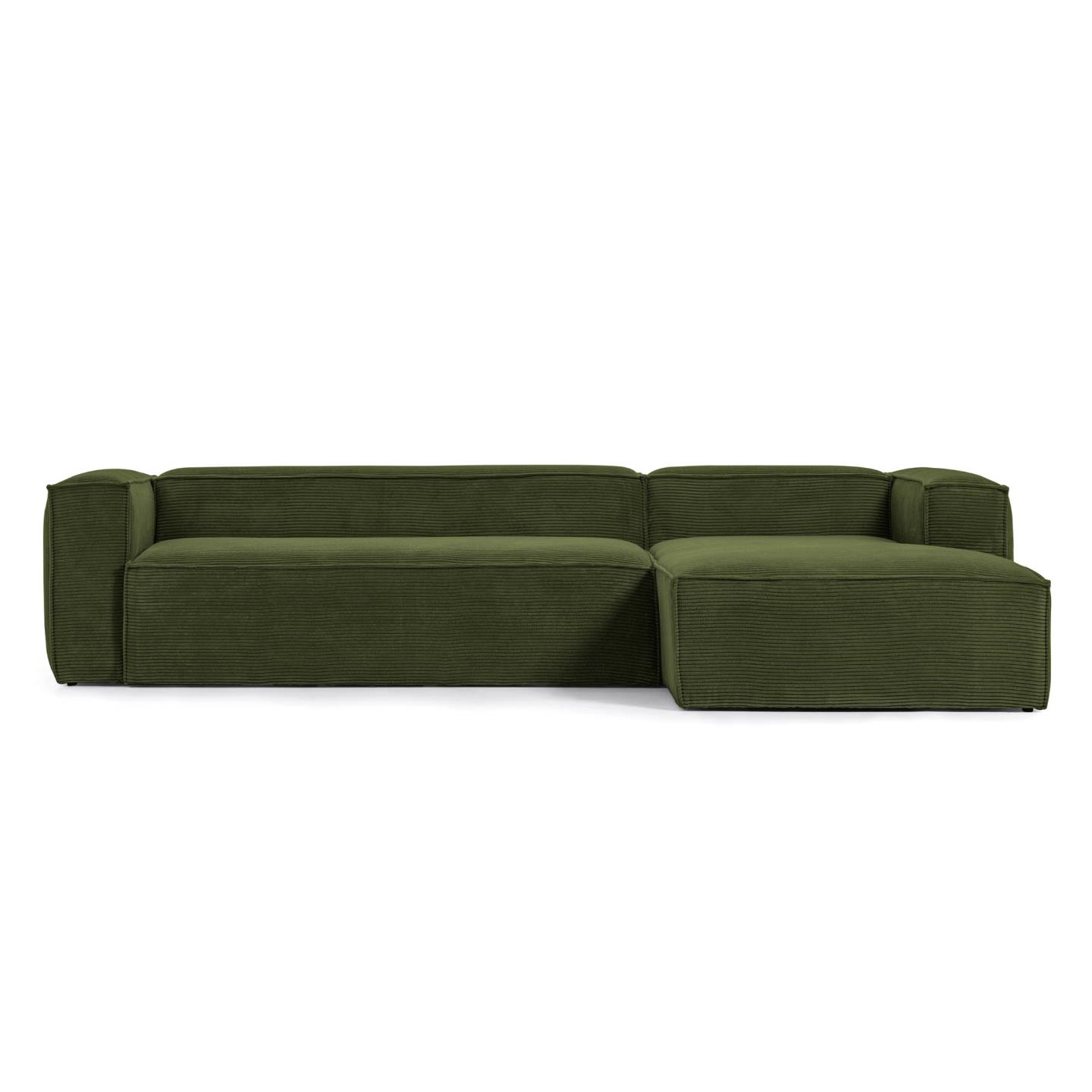 Kave Home Blok   Pers  Sofa     Højre Chaiselong Grøn Corduroy Fløjl  330