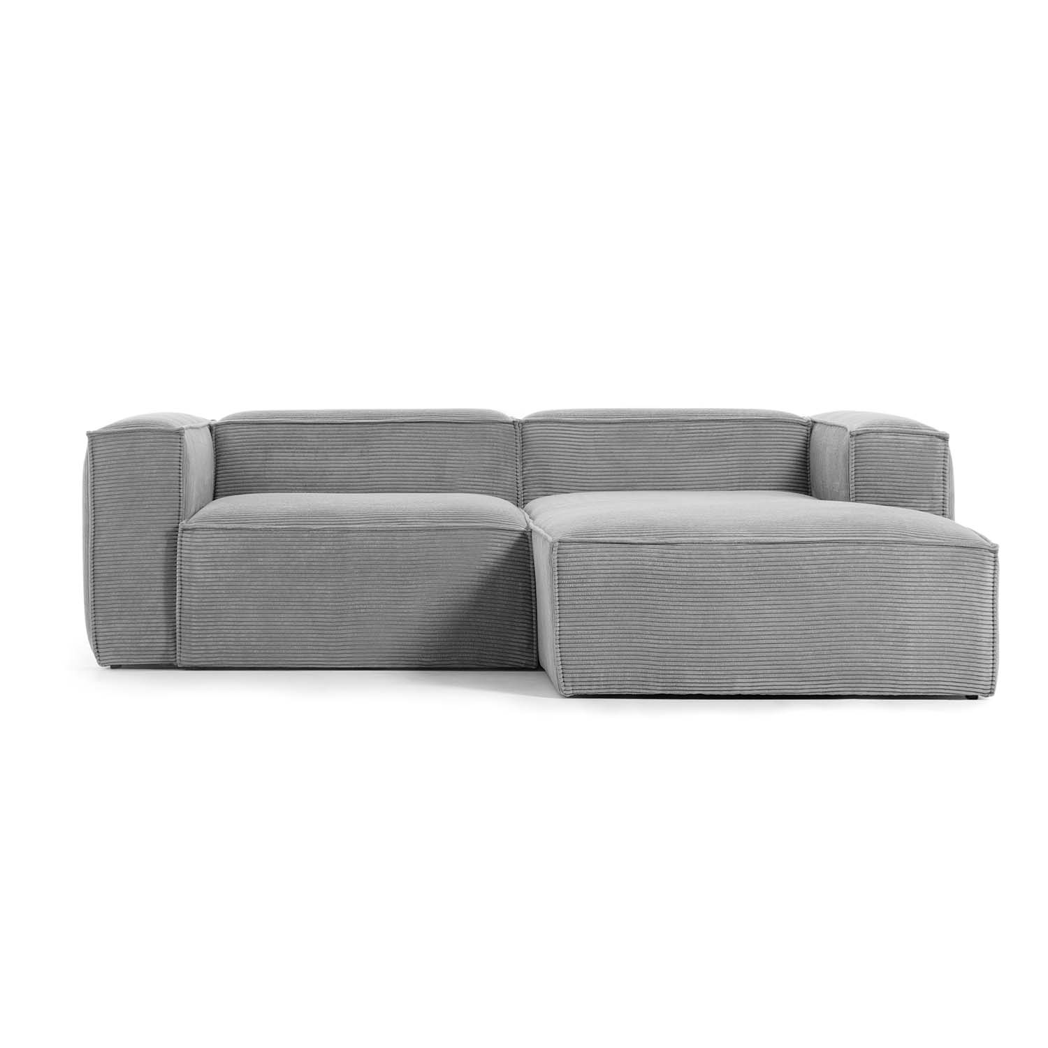 Kave Home Blok Sofa     Højre Chaiselong Grå Fløjl