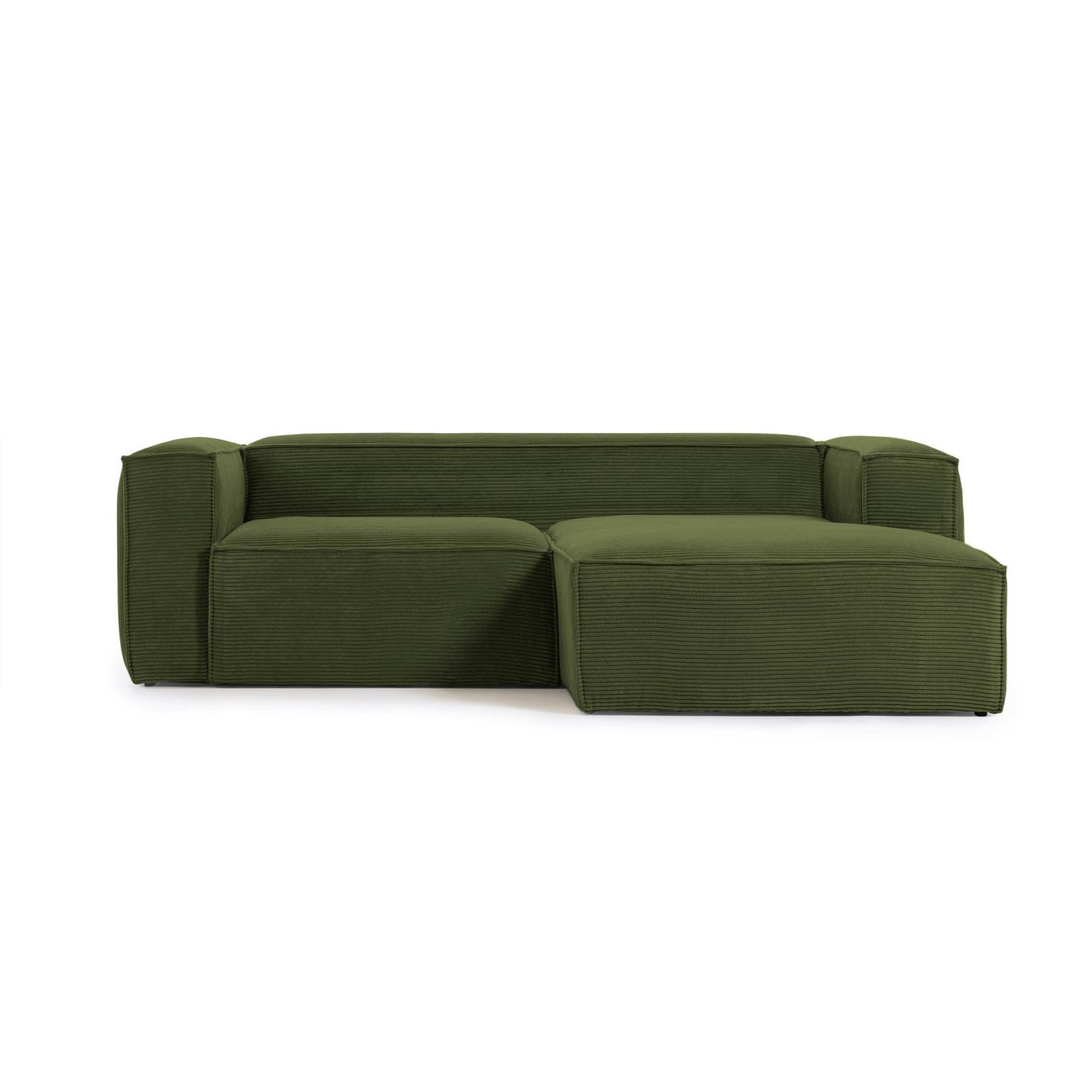 Kave Home Blok   Pers  Sofa     Højre Chaiselong Grøn Corduroy Fløjl  240