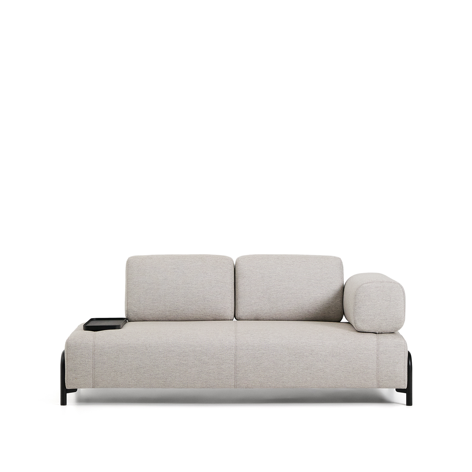 Kave Home Compo  -pers  Modul Sofa     Lille Bakkebord Grå Stof   Sort Metal  200cm