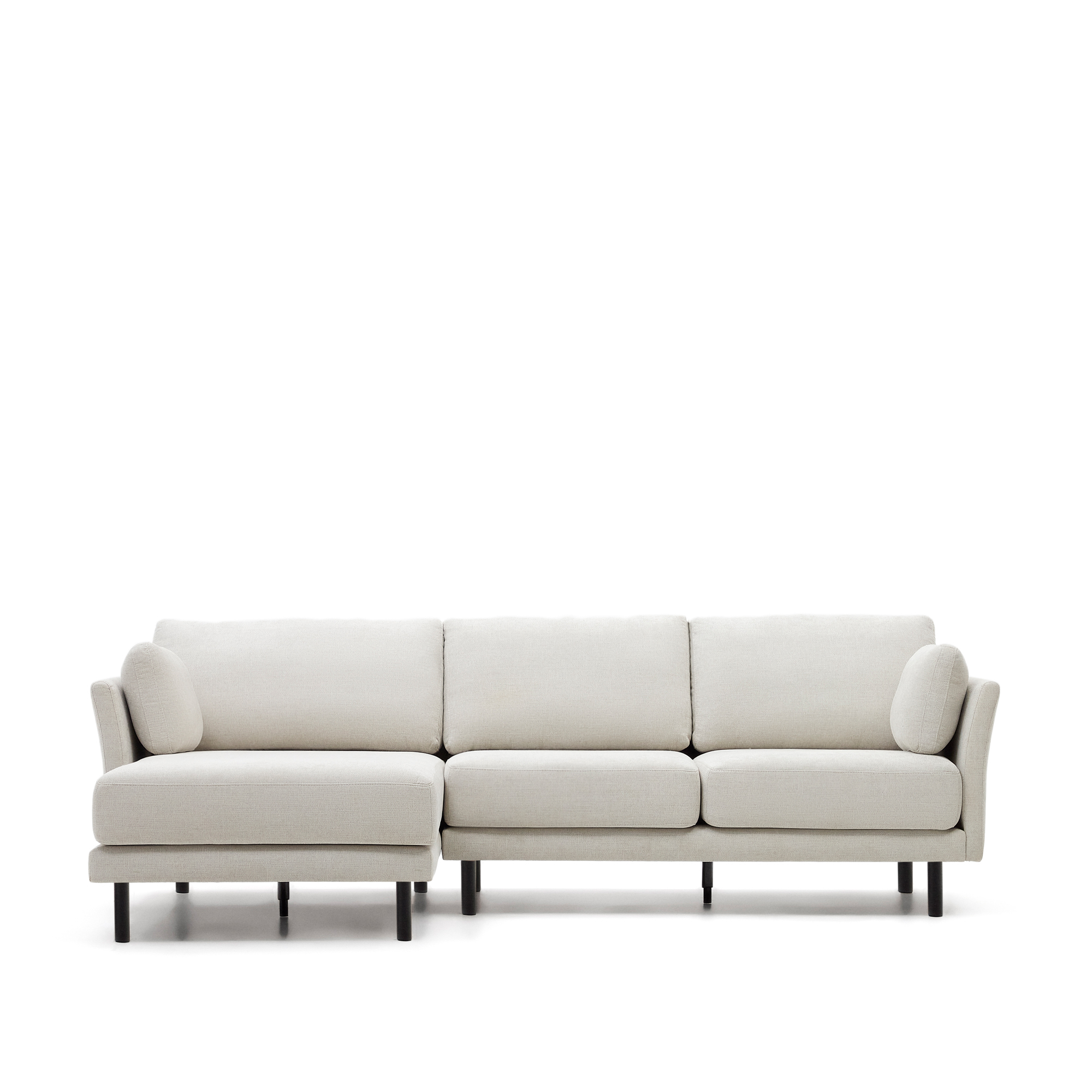 Kave Home Gilma   Pers  Sofa     Højre Venstre Chaiselong Perlemor Chenille   Sorte Ben  260cm