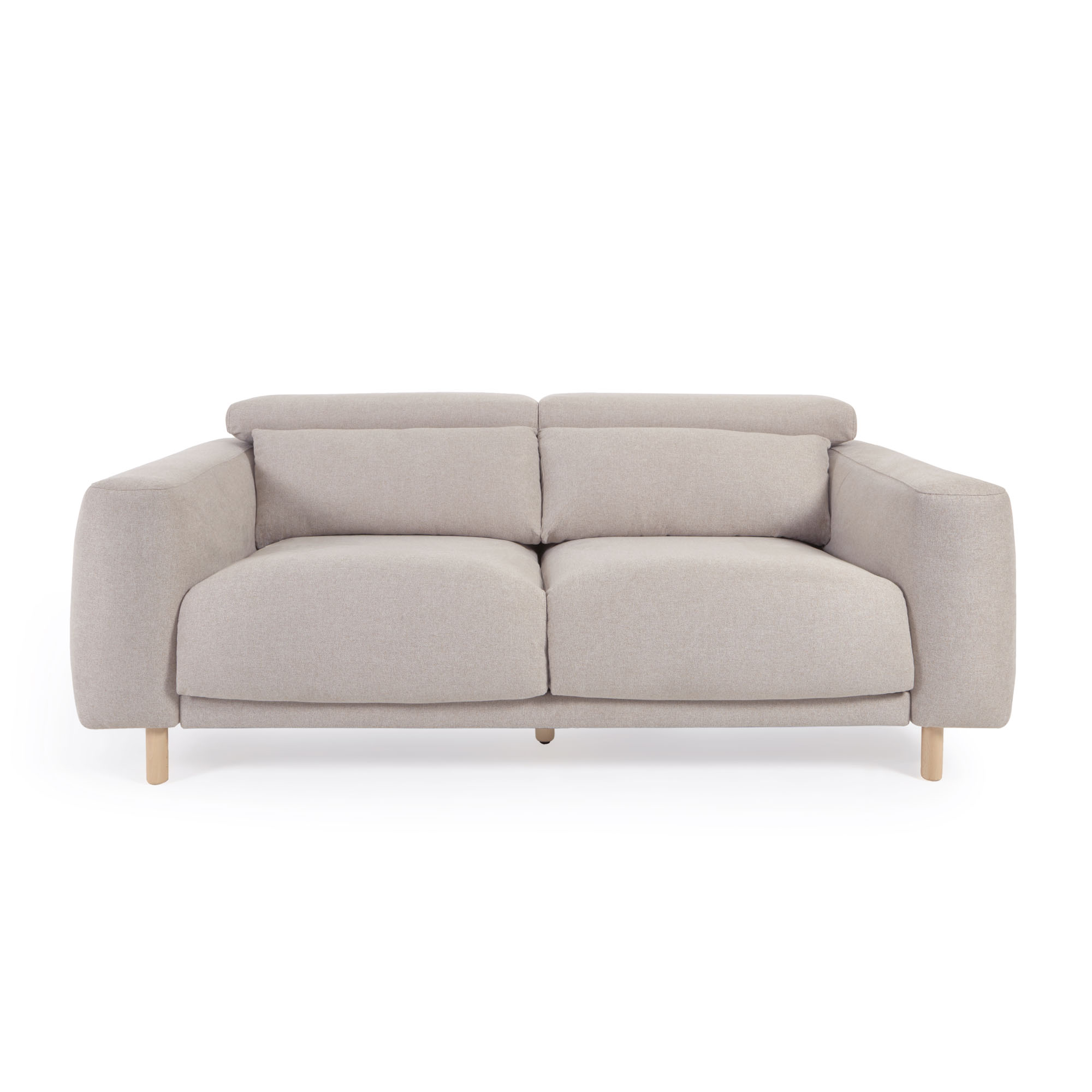 Kave Home Singa   Pers  Sofa Beige Stof   Natur Bøgetræ