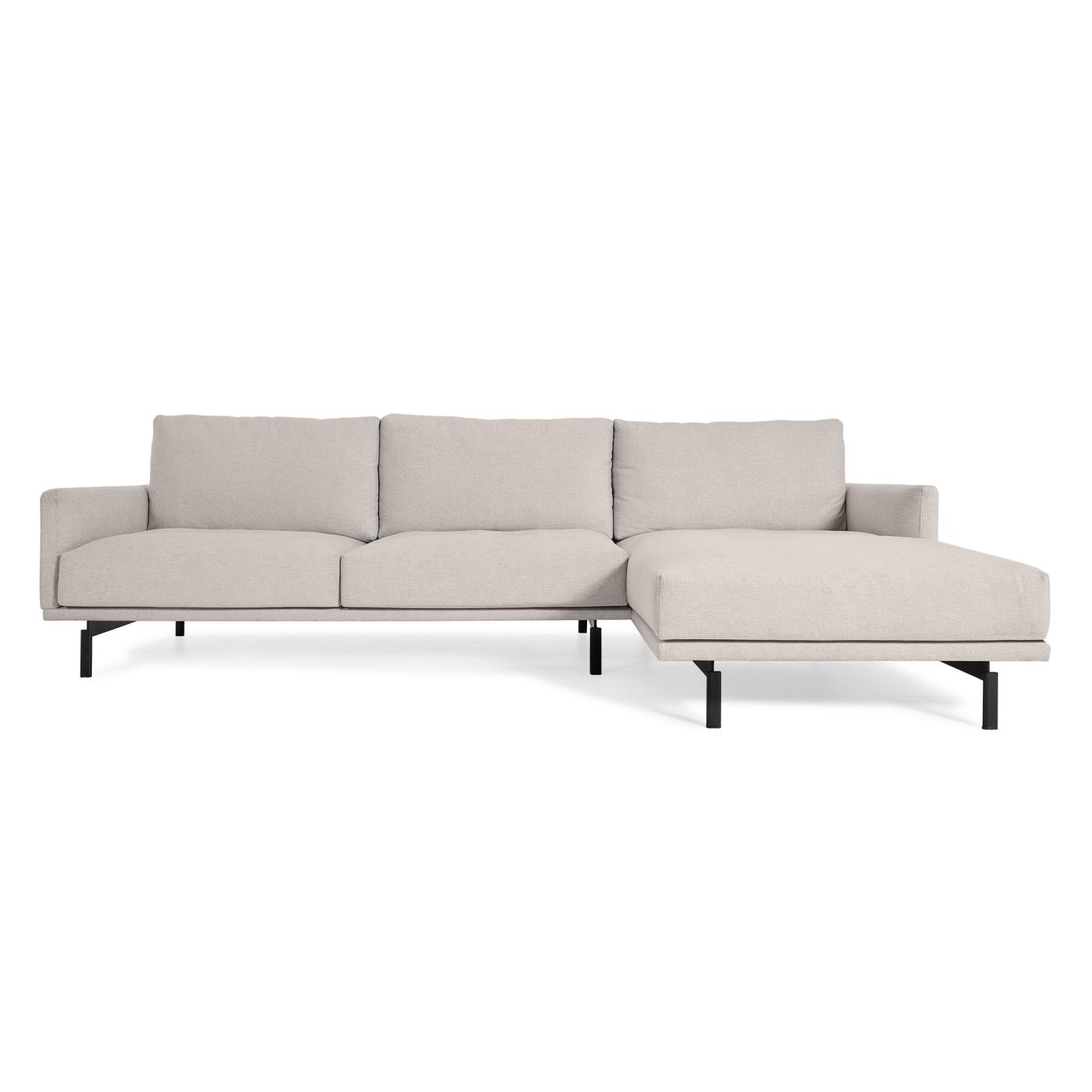 Kave Home Galene   Pers  Sofa     Højre Chaiselong Beige Genbrugsfibre   Jern