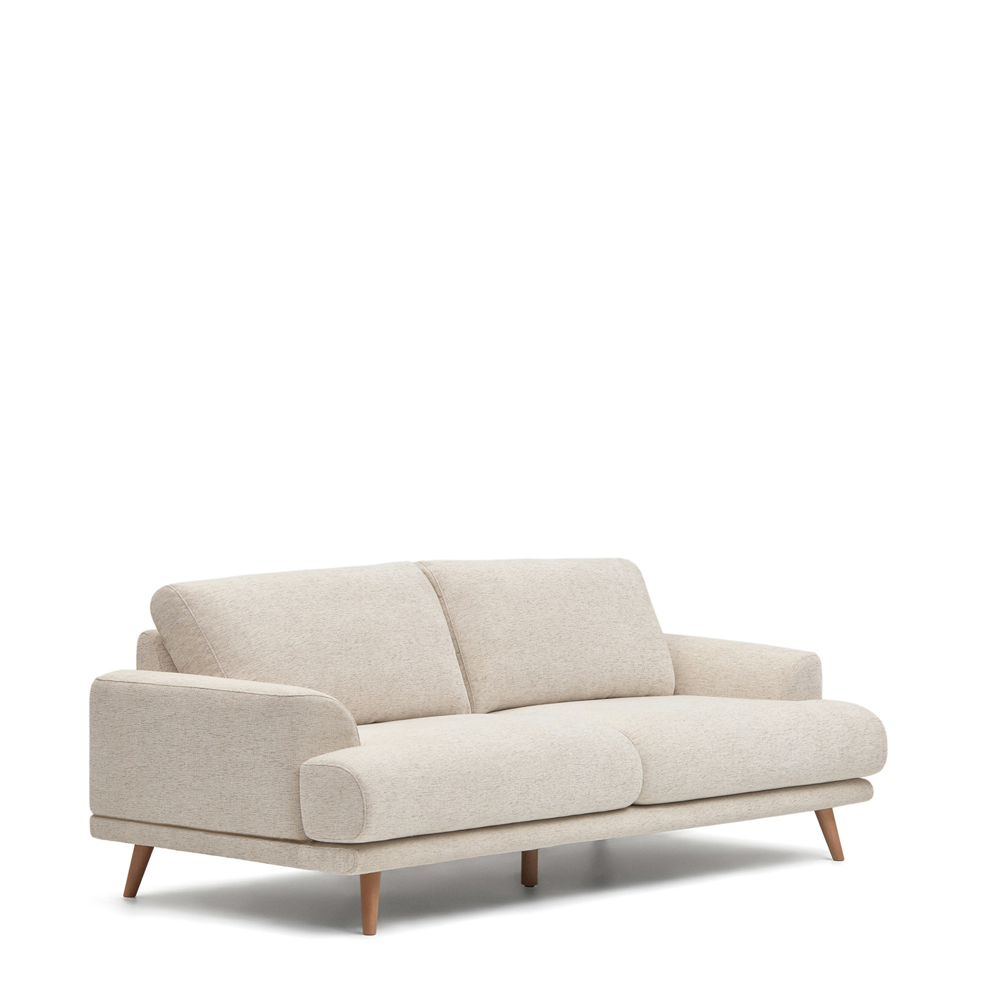 Kave Home Karin   Pers  Sofa Beige Stof   Natur Bøgetræ