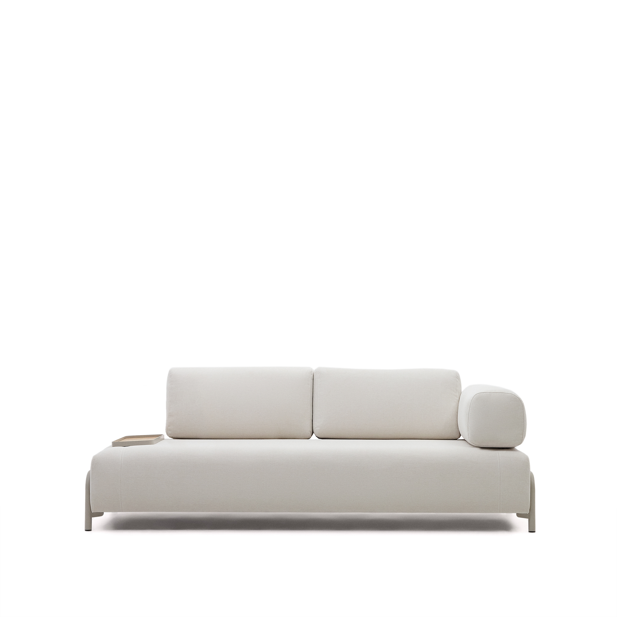 Kave Home Compo   Pers  Sofa     Lille Bakke Beige Chenille Med Grå Metalstruktur  232cm