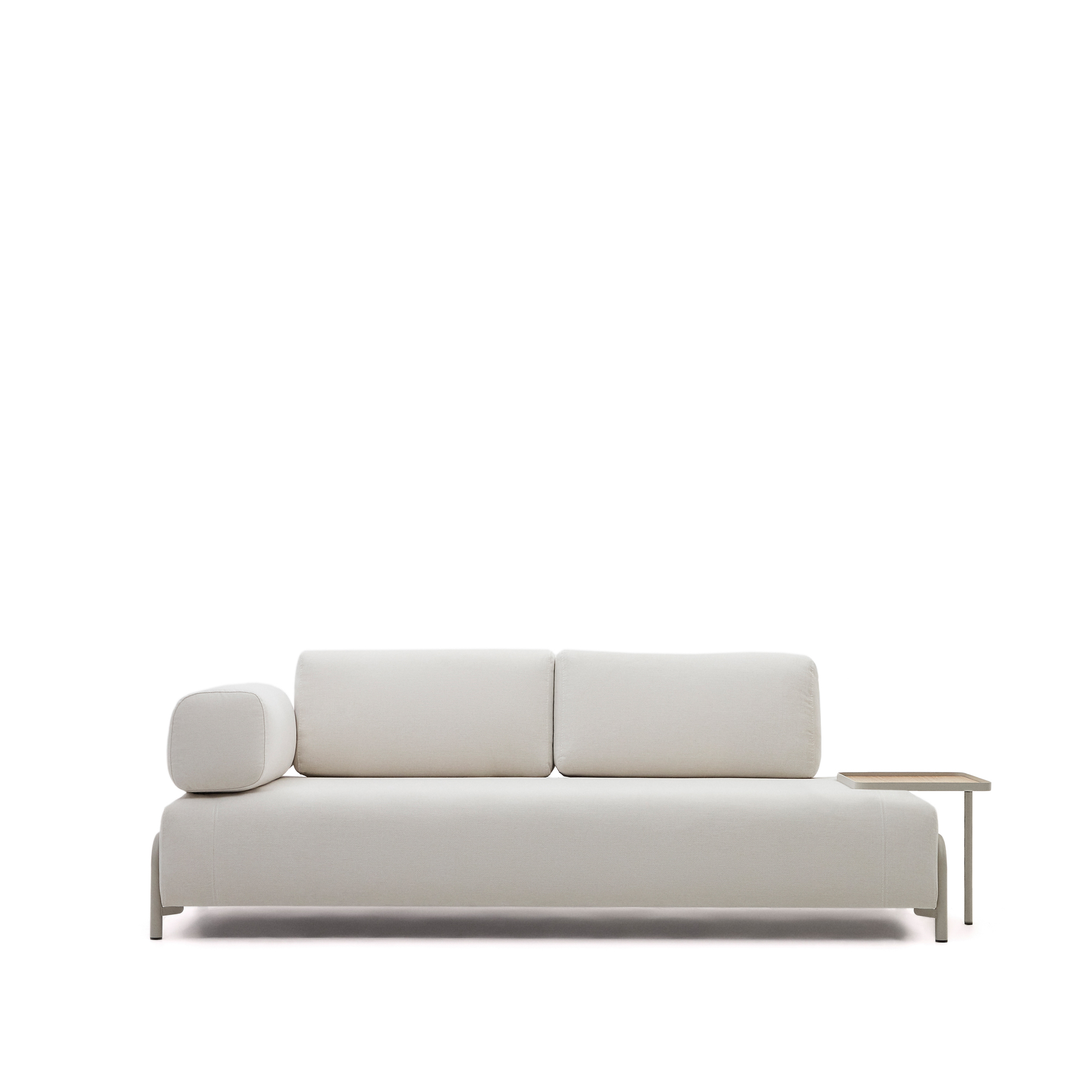Kave Home Compo   Pers  Sofa     Stor Bakke Beige Chenille Med Grå Metalstruktur  232cm