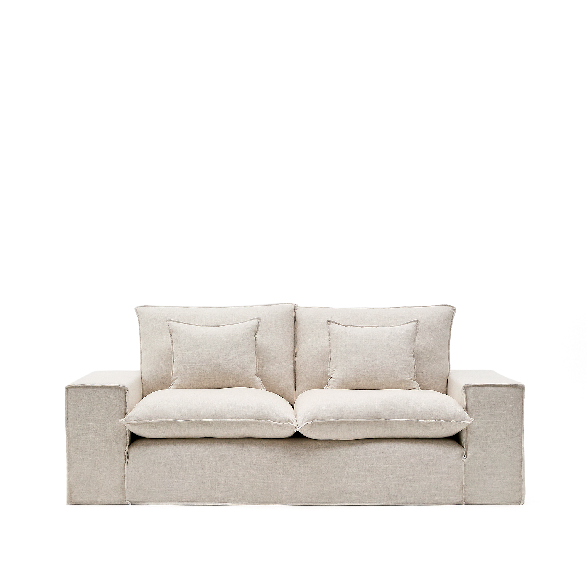 Kave Home Anarela  -pers  Sofa     Aftageligt Betræk   Hynder Beige Hør  240cm