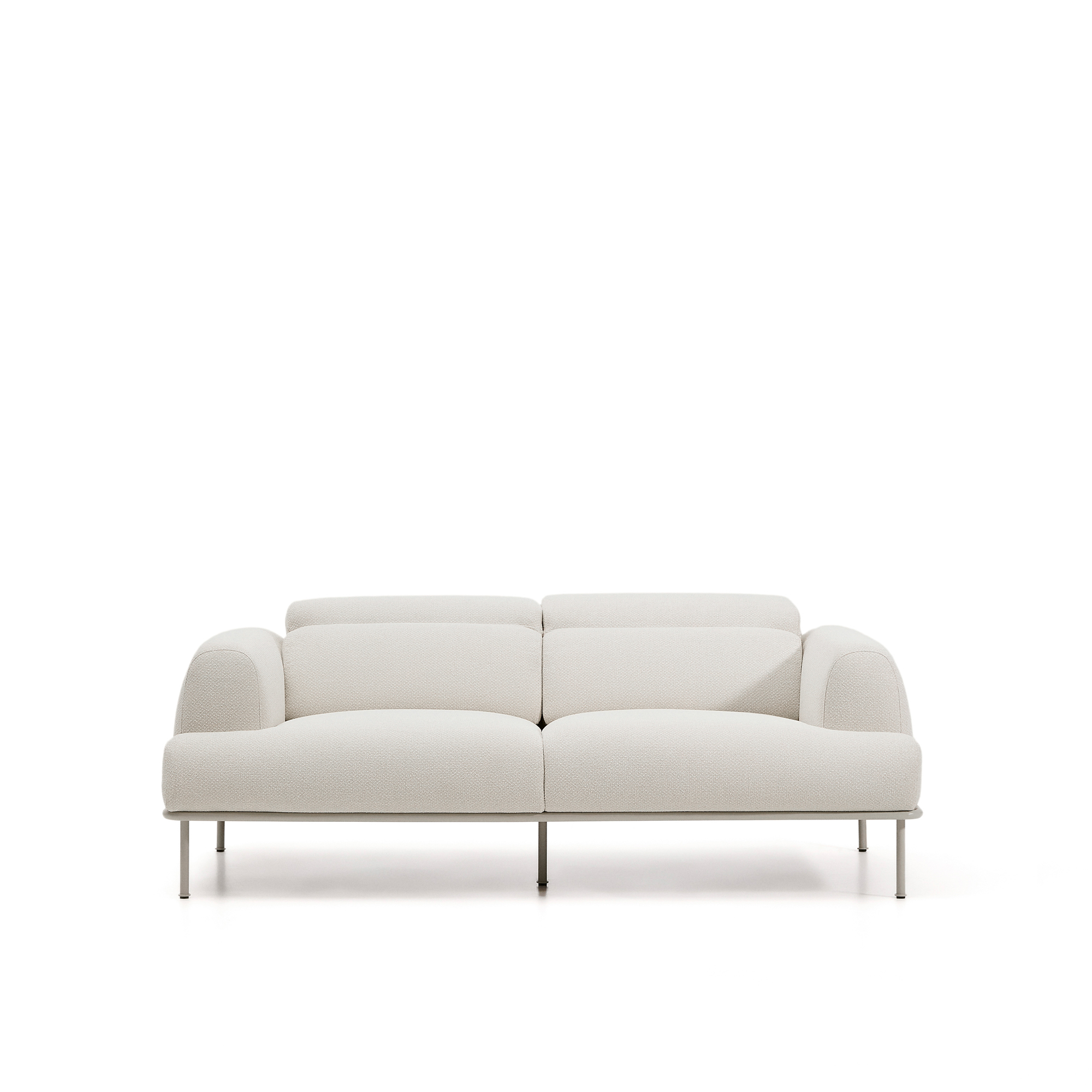 Kave Home Aurum  -pers Sofa     Bevægelig Nakkestøtte Ecru Chenille   Mat Beige Metal