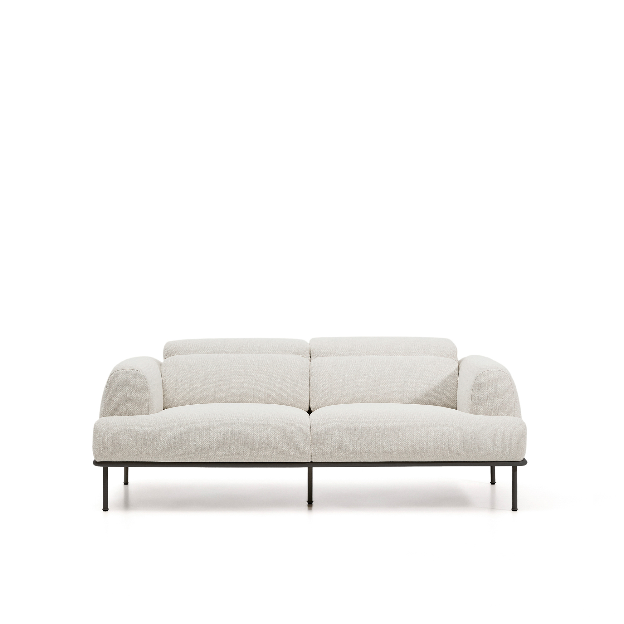 Kave Home Aurum  -pers Sofa     Bevægelig Nakkestøtte Ecru Chenille   Mat Grå Metal