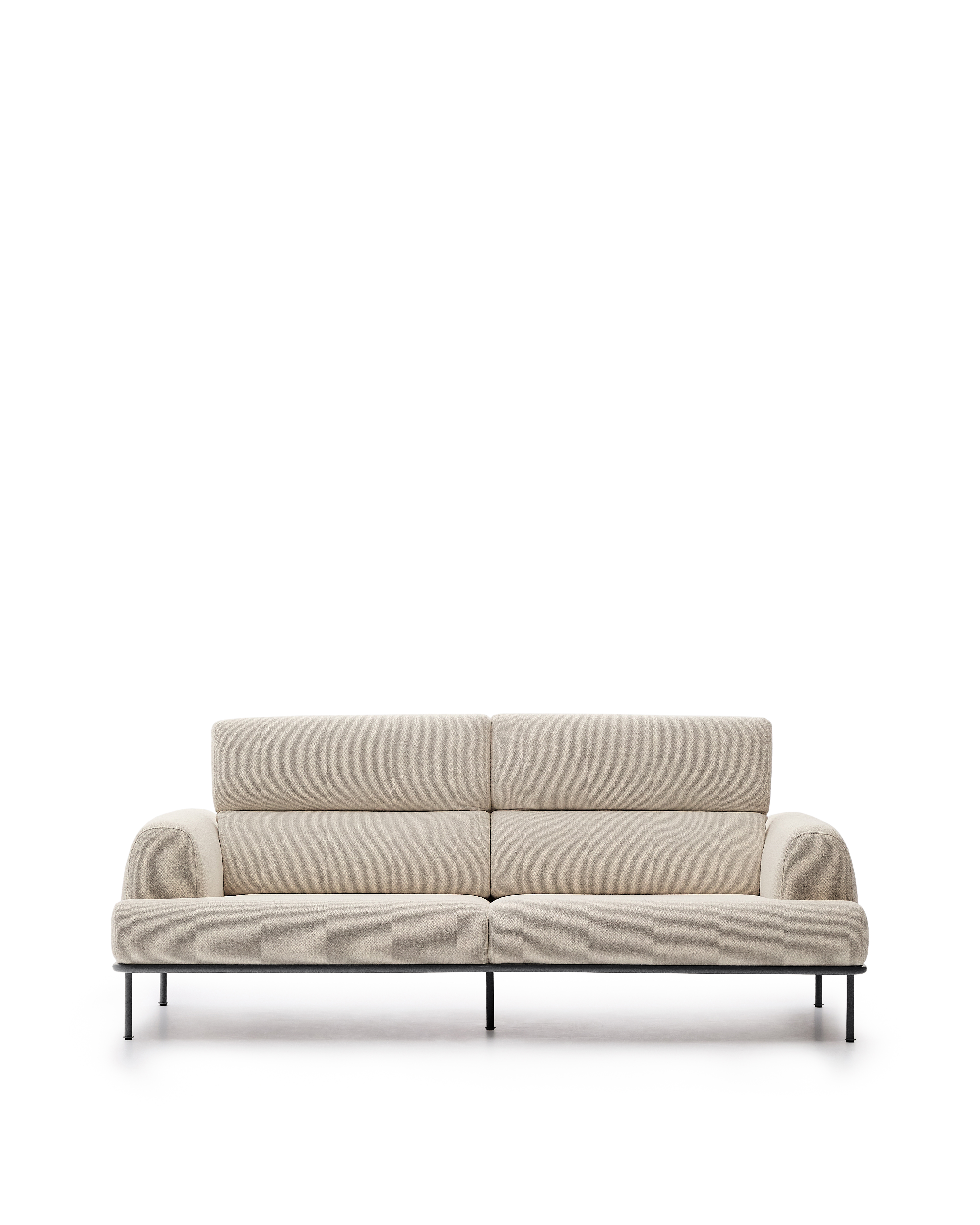 Kave Home Aurum  -pers  Sofa     Tilbagelænet Nakkestøtte Ecru Chenille   Matgrå Metal  234cm