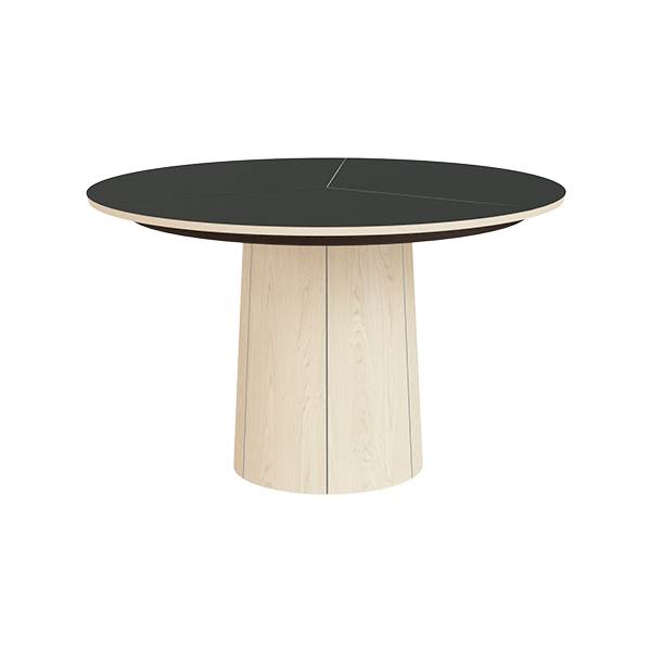 Skovby SM33 Rundt Spisebord – Hvidolieret Eg & Sort Laminat