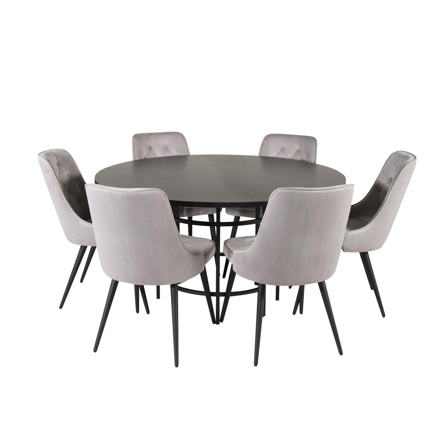 Venture Design Copenhagen Spisebordssæt       Stole Sort Finer Sort Metal   Grå Fløjl Sort Metal