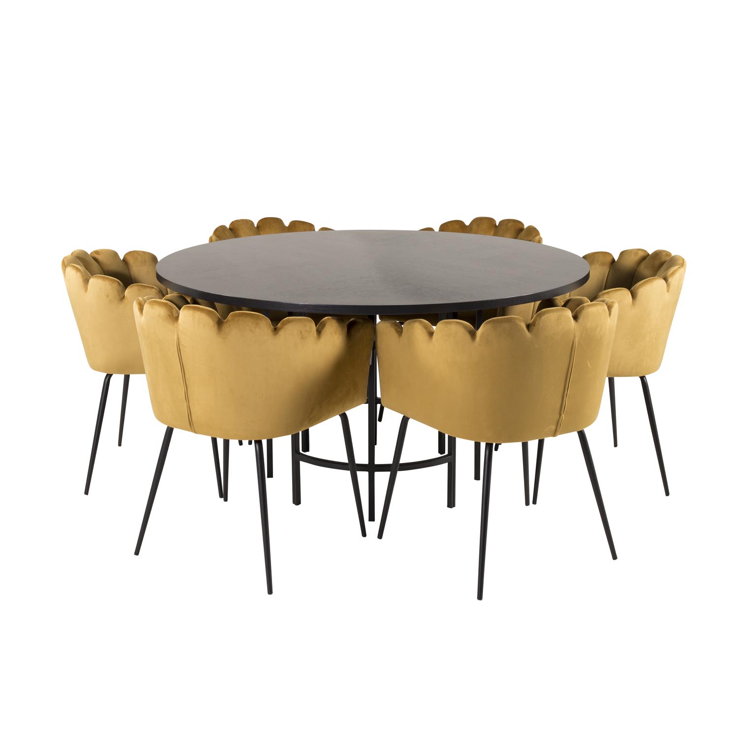 Venture Design Copenhagen Spisebordssæt       Stole Sort Finer Sort Metal   Gul Fløjl Sort Metal