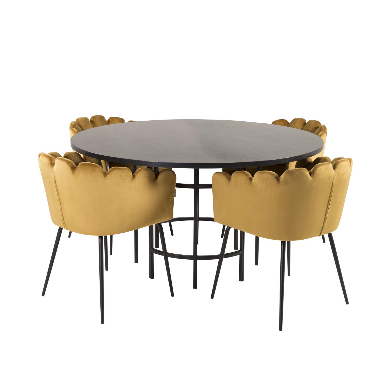 Venture Design Copenhagen Spisebordssæt       Stole Sort Finer Sort Metal   Gul Fløjl Sort Metal