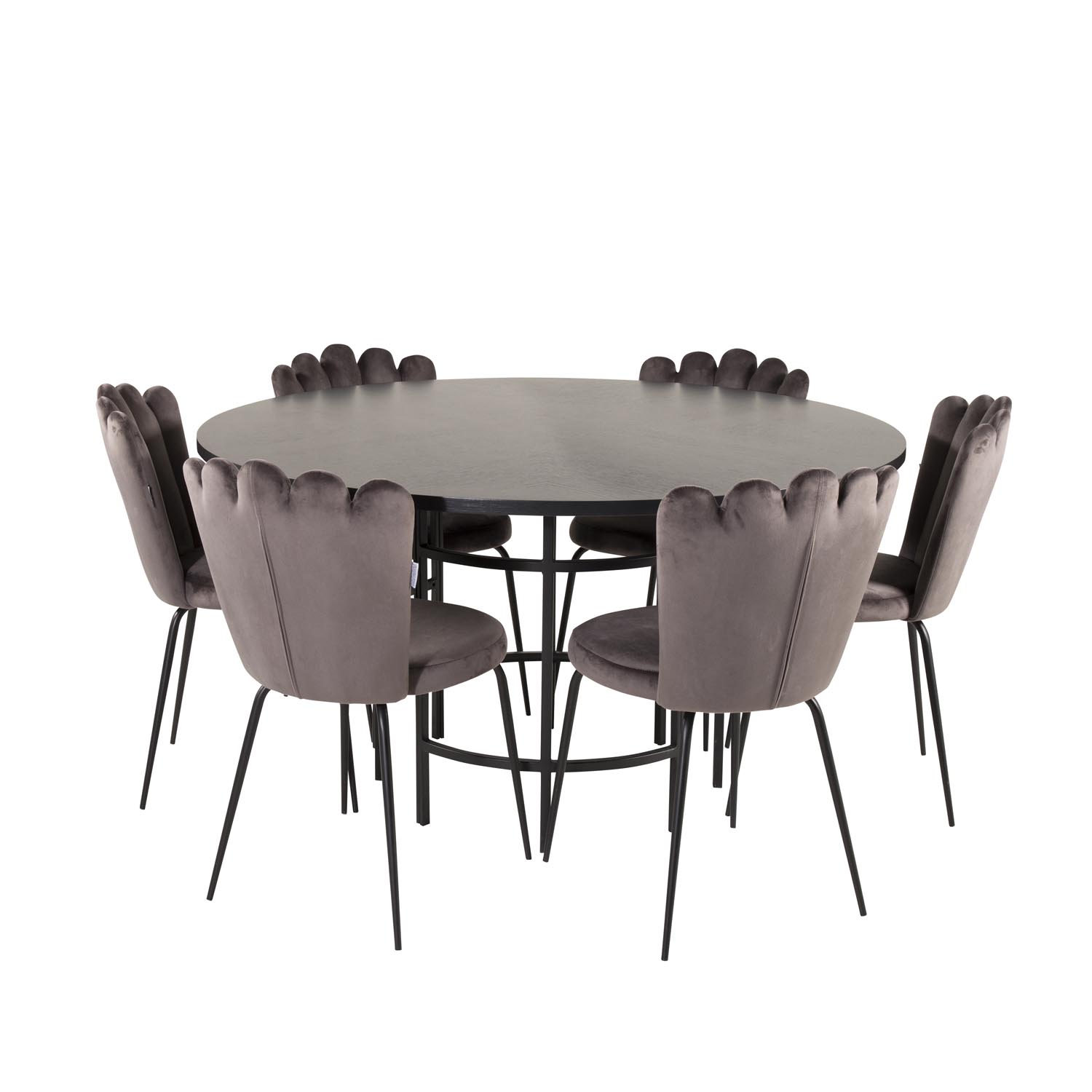 Venture Design Copenhagen Spisebordssæt       Stole Sort Finer Sort Metal   Grå Fløjl Sort Metal