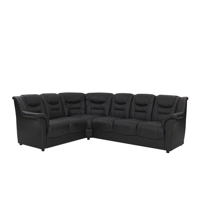Elegant Thor Hjørnesofa i Sort Læder – Stil og Komfort!