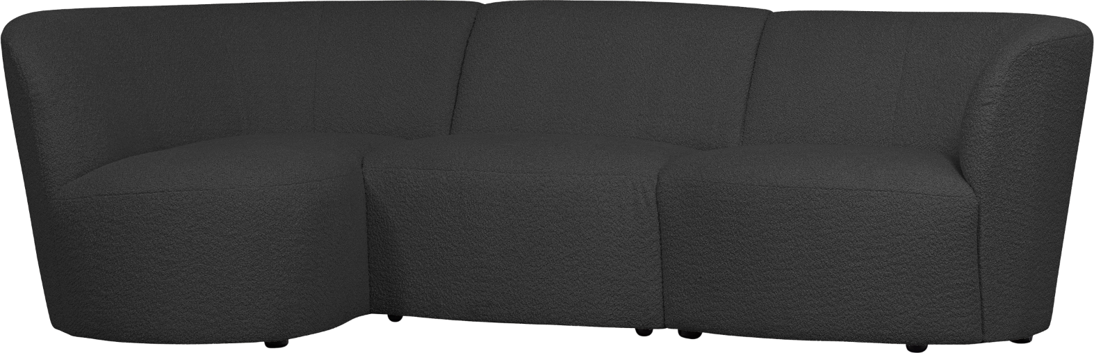 -personers Sofa Venstrevendt Chaiselong Woood Coco Bouclé Mørkegrå 230x138x70
