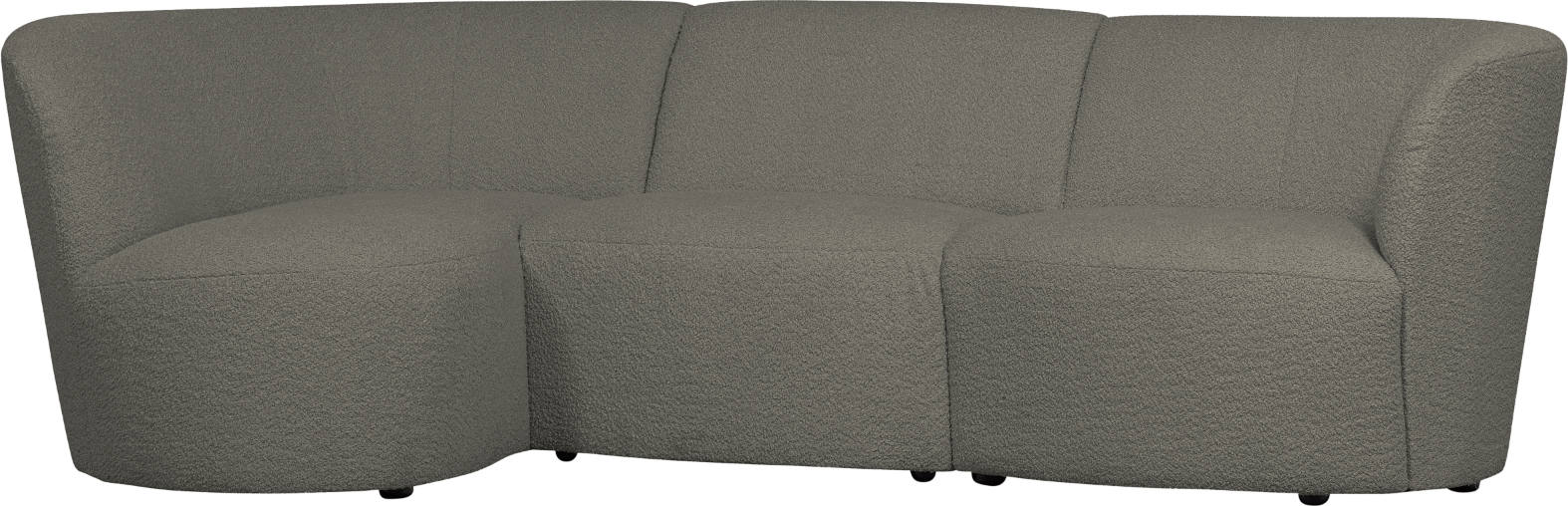 Woood Coco  -personers Sofa Venstrevendt   Varm Grøn Bouclé   Komfortabel Chaiselong Til Stuen