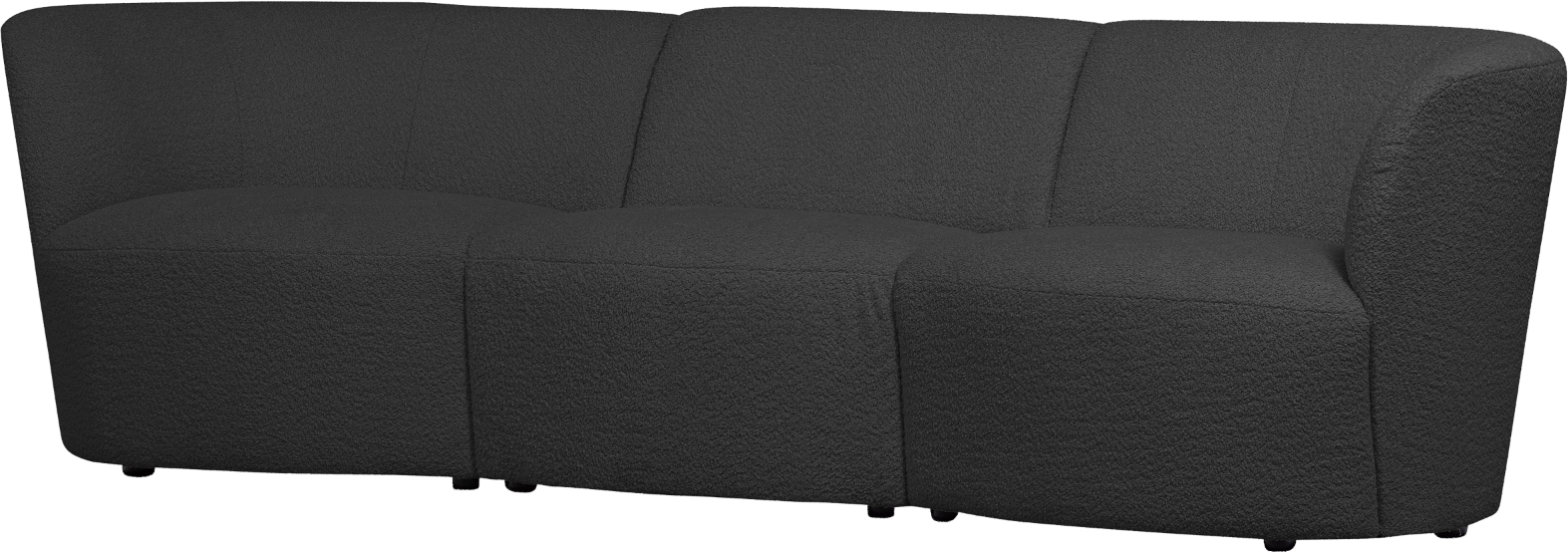 -personers Bouclé Sofa Woood Coco   Mørkegrå H70xb227xd72