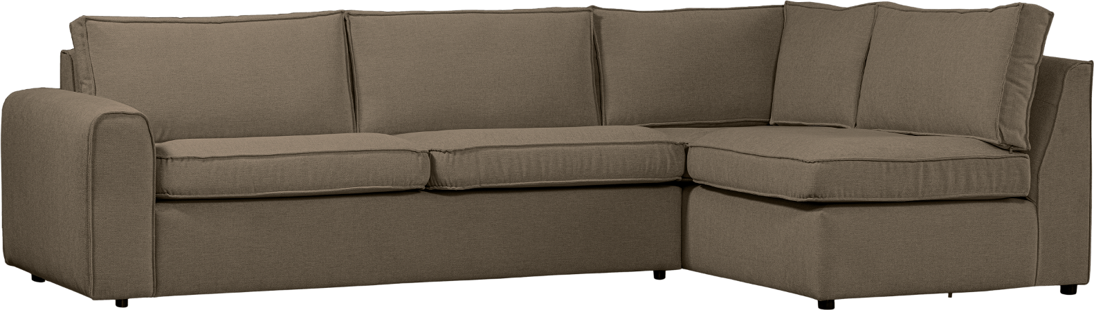Hjørnesofa Højrevendt Woood Freek Mørkt Sand   Komfortabel  -sofa   Vævet Polyester