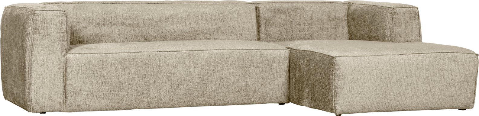 Hjørnesofa Højrevendt Woood Bean Strukturvelour Creme 305x175   Chaiselong Komfort