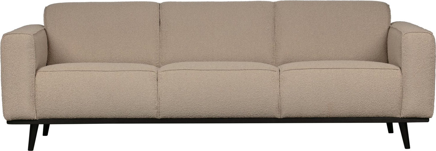 -personers Sofa Woood Statement  Beige Bouclé 230x93    Bonell-fjedre  Høj Siddekomfort