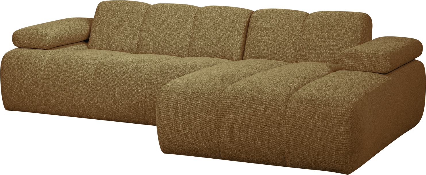 Chaiselongsofa Loungemodul Woood Mojo Højrevendt  -personers Gul Brun Bouclé  Justerbare Armlæn  B284ã D160