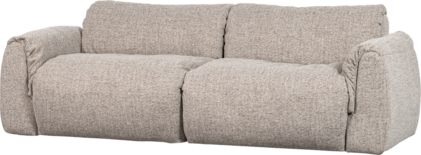 -personers Sofa Woood Baggy   Natur Melange  Groft Vævet Stof  B228    Skum Fjer Silikonefyld  Teflon-behandlet