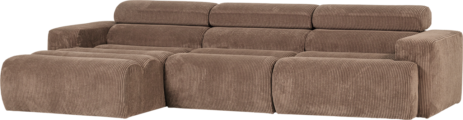 Venstrevendt Loungemodul Woood Novi  Taupe Ribstof 300x173   Chaiselong Justerbar Nakkestøtte