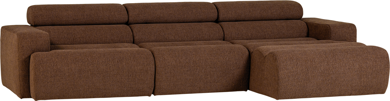 Loungesofa Højrevendt Woood Novi   Mokkabrun Bouclé Chaiselong 300x173    Justerbar Nakkestøtte
